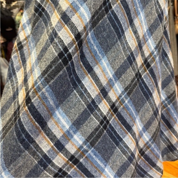Plaid A-Line Midi Skirt in Blue and Gray - Picture 4 of 9